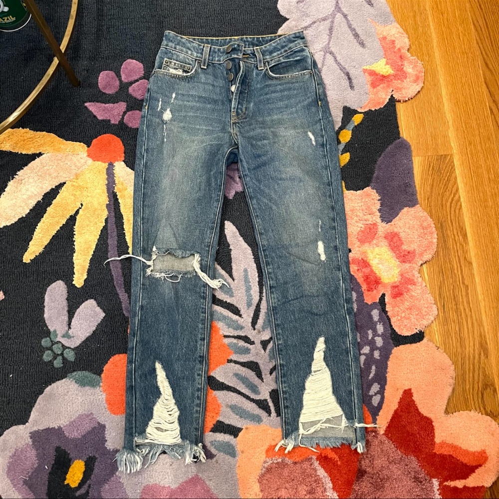 Carmar High Rise Distressed Boyfriend Jeans